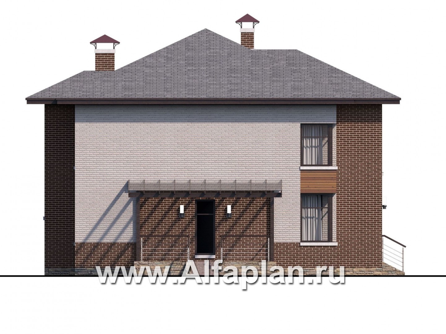 Проекты домов Альфаплан - «Печора» - стильный двухэтажный коттедж с гаражом - изображение фасада №3