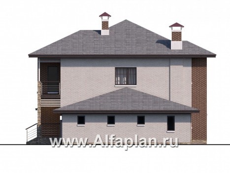 Проекты домов Альфаплан - «Печора» - стильный двухэтажный коттедж с гаражом - превью фасада №2