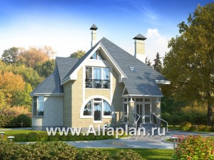 Проекты домов Альфаплан - «Солярис» - загородный дом с двусветной гостиной - превью основного изображения