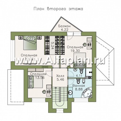 Проекты домов Альфаплан - «Эликсир» - современный коттедж с эффектной гостиной - превью плана проекта №2