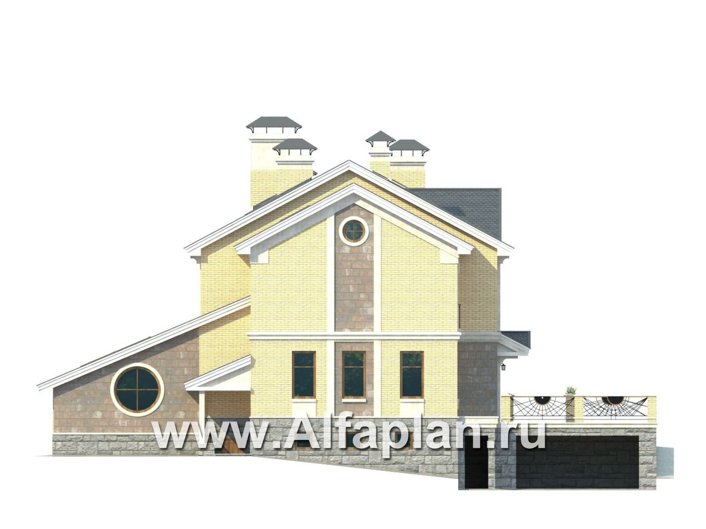 Проекты домов Альфаплан - «Поместье» - элитный коттедж в классическом стиле - изображение фасада №3