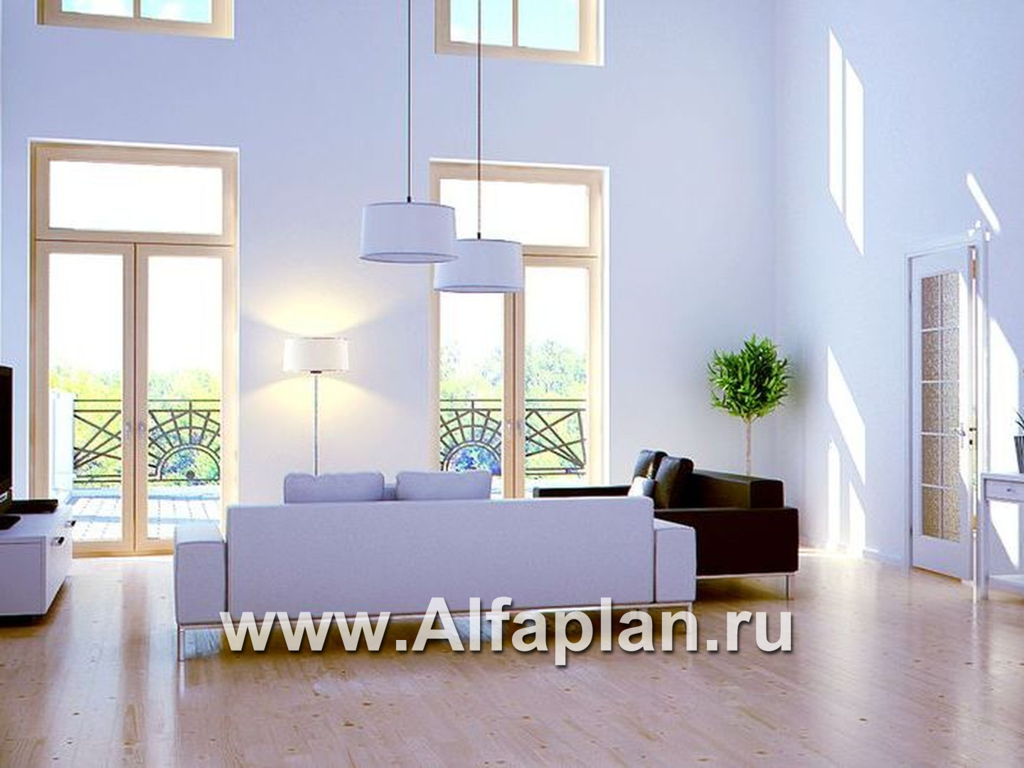 Проекты домов Альфаплан - «Поместье» - проект двухэтажного дома, с мансардойи двусветной гостиной, вилла в классическом стиле - дополнительное изображение №10