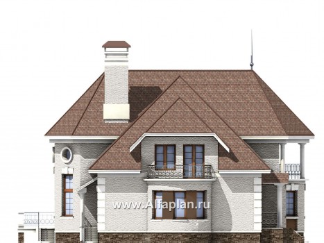 Проекты домов Альфаплан - «Белта» -  двухэтажный коттедж в романтическом стиле - превью фасада №3