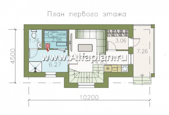 Проекты домов Альфаплан - Дом для отдыха (баня) с жилой мансардой - превью плана проекта №1