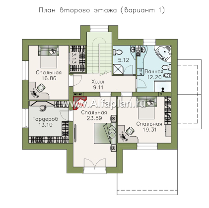 Проекты домов Альфаплан - «Ясная поляна» - удобный коттедж для большой семьи с бильярдной - превью плана проекта №2