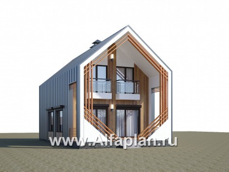 Проекты домов Альфаплан - «Сигма» - проект двухэтажного каркасного дома в стиле барн, с террасой - превью дополнительного изображения №1