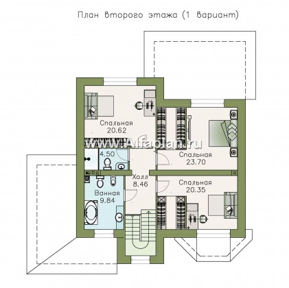 «Амадей» - проект двухэтажного дома, планировка с эркером и с террасой - превью план дома