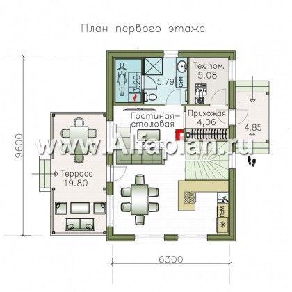 Проекты домов Альфаплан - «Сигма» - небольшой дом с сауной на первом этаже - превью плана проекта №1