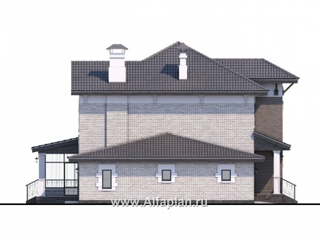 «Амадей» - проект двухэтажного дома, планировка с эркером и с террасой, с гаражом - превью фасада дома