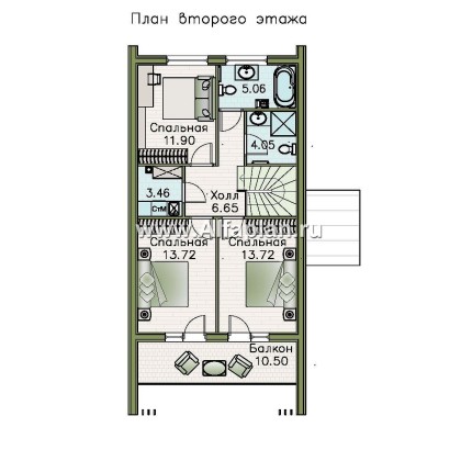 Проекты домов Альфаплан - «Тау» - эксклюзивный коттедж в современном дизайне - превью плана проекта №2