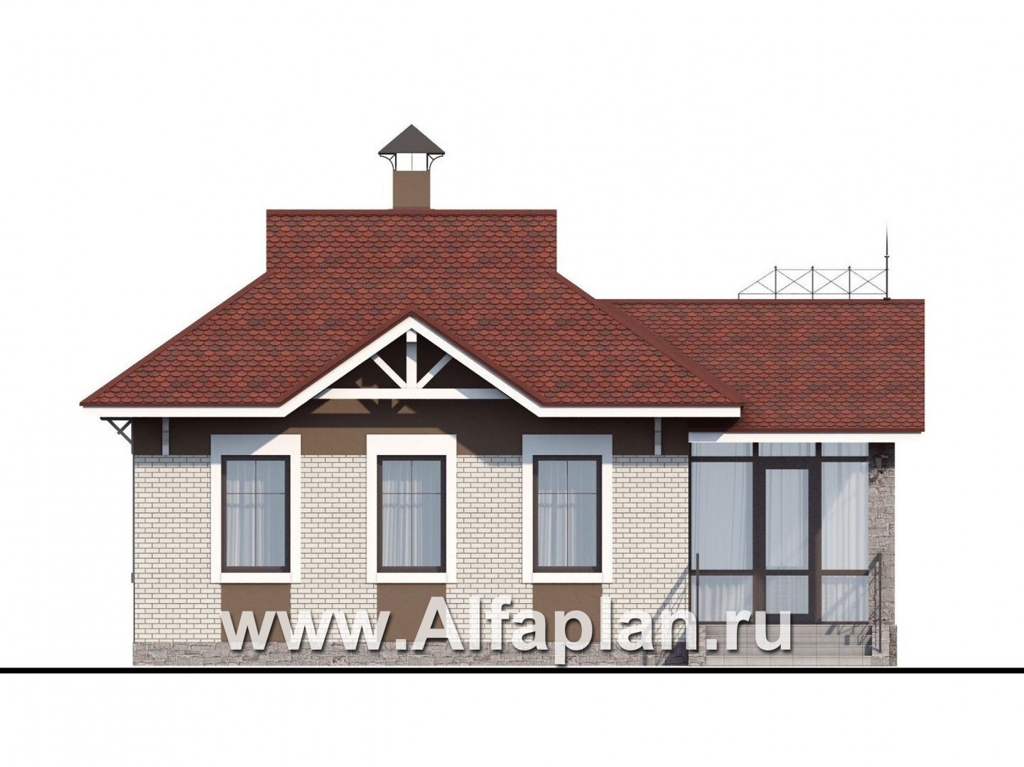Проекты домов Альфаплан - «Карат» - проект кирпичного дома - изображение фасада №1