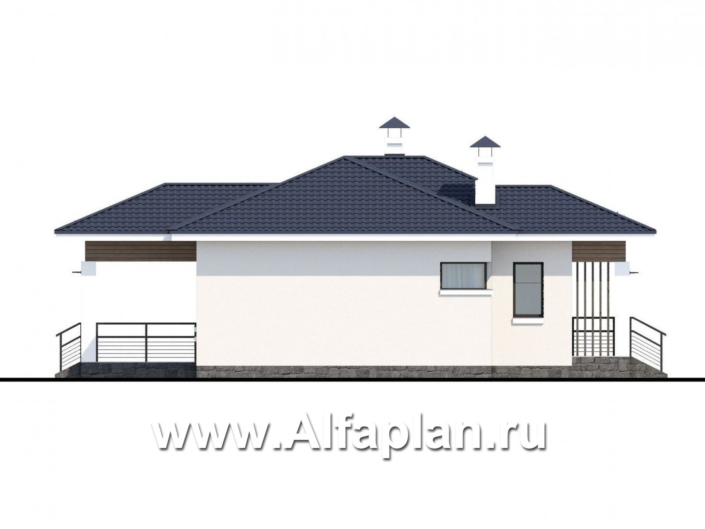 Проекты домов Альфаплан - «Безоблачный» - экономичный одноэтажный дом (дача) - изображение фасада №3