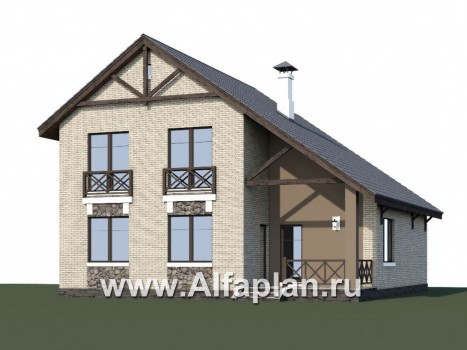 Проекты домов Альфаплан - «Простор» - компактный кирпичный дом с просторной гостиной - превью дополнительного изображения №1