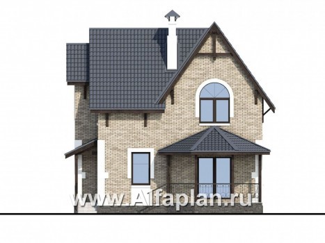 Проекты домов Альфаплан - Кирпичный дом «Оптима» с красивым эркером - превью фасада №4