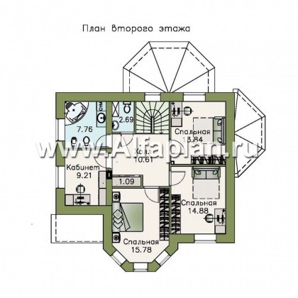Проекты домов Альфаплан - «Успех» -двухэтажный дом  с верандой и эркером - превью плана проекта №2