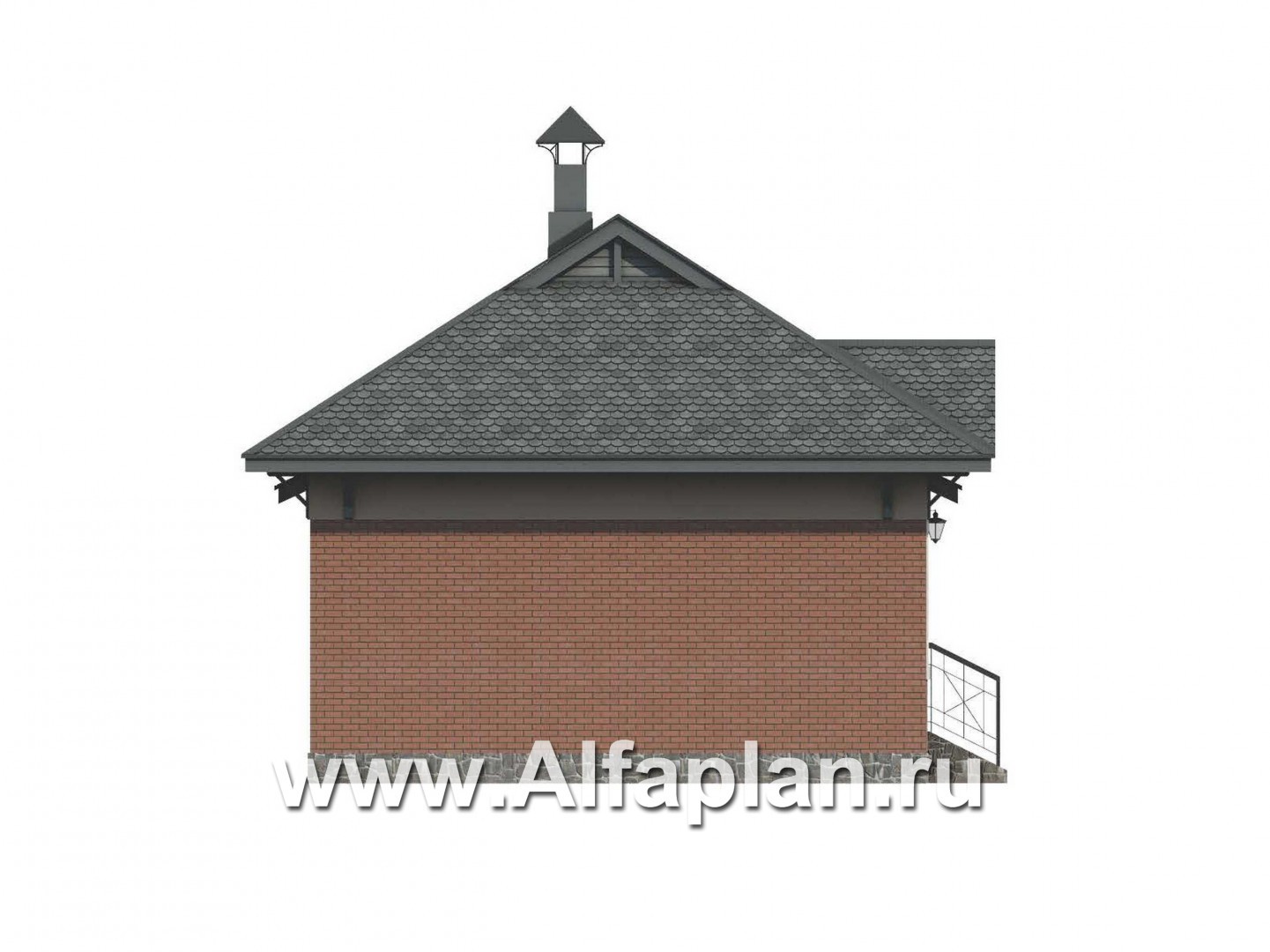 Проекты домов Альфаплан - Дом для отдыха с сауной и верандой - изображение фасада №3