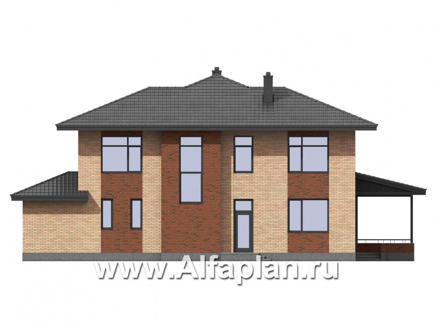 Проекты домов Альфаплан - Двухэтажный комфортный загородный дом - изображение фасада №2