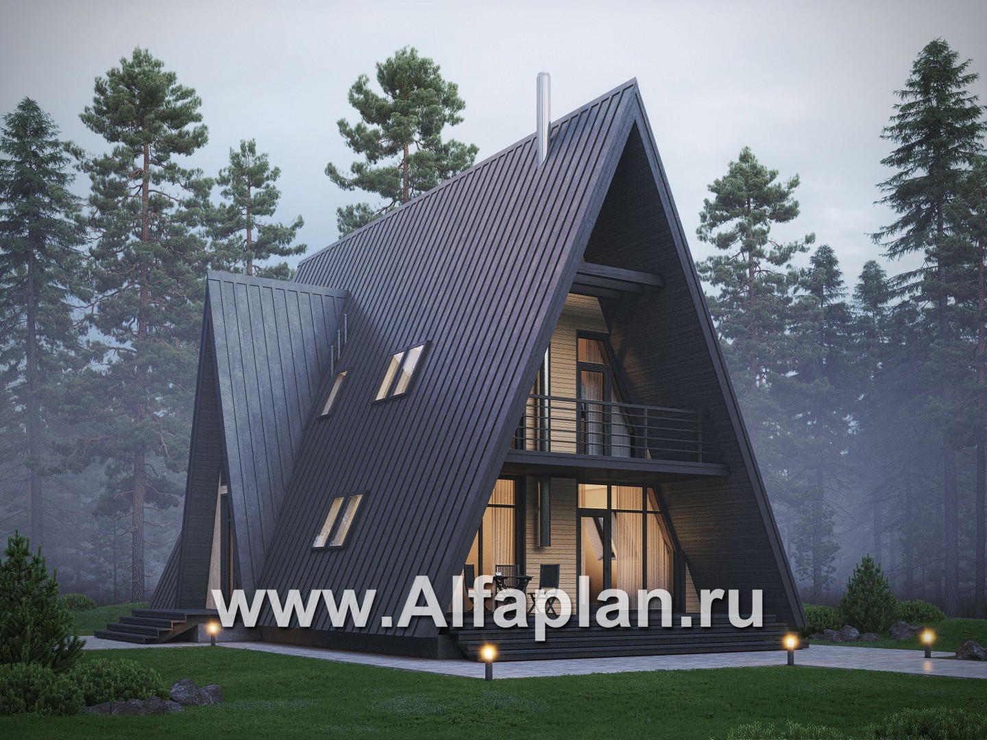 Проекты домов Альфаплан - Каркасный дом-шалаш - прекрасный дом для отдыха - основное изображение