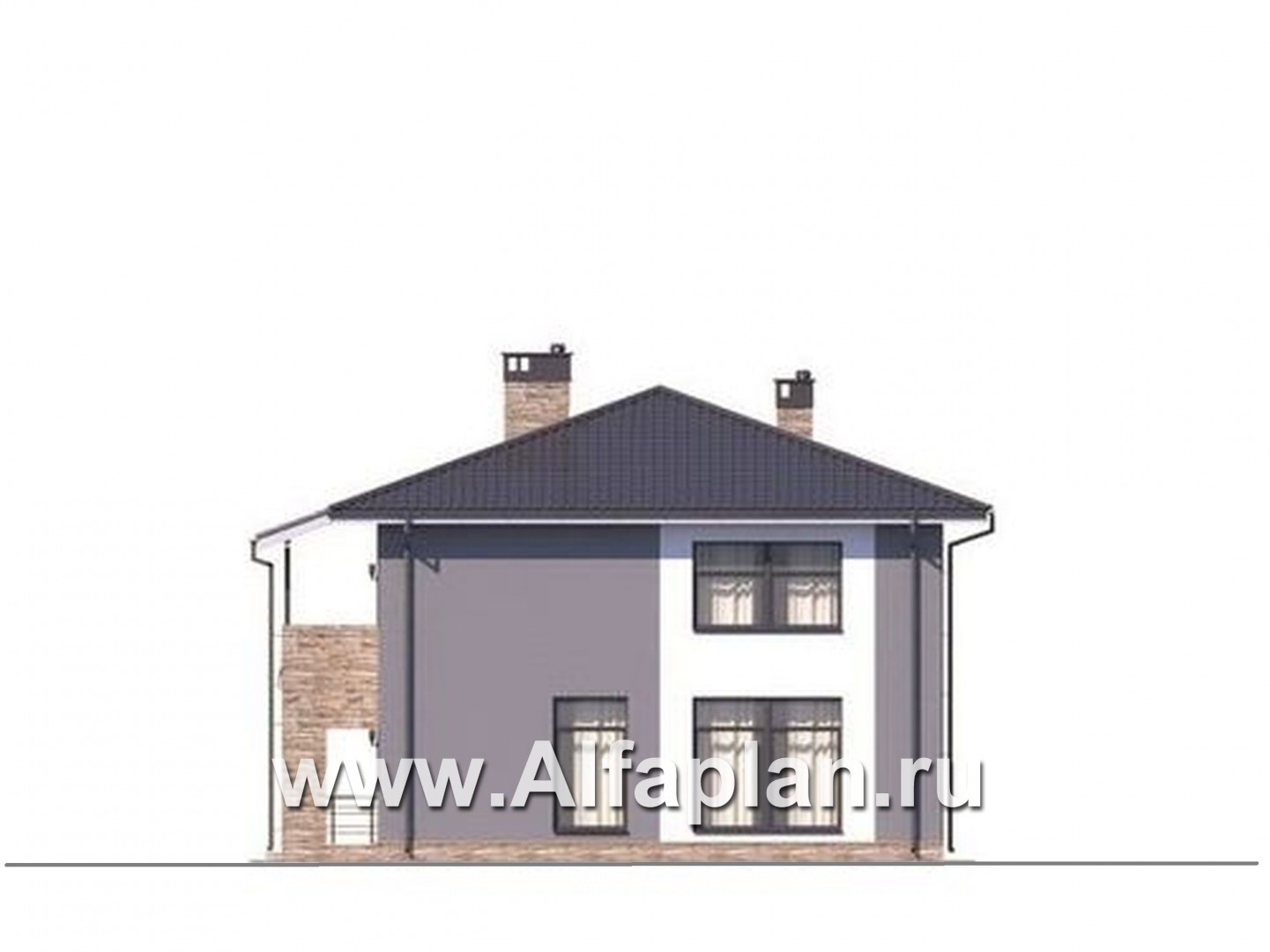 Проекты домов Альфаплан - Двухэтажный дом с гаражом - изображение фасада №4