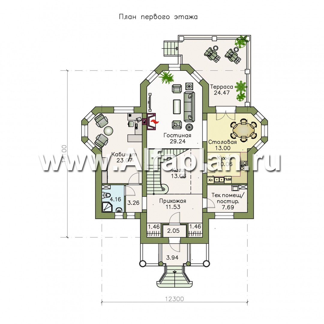 Проекты домов Альфаплан - «Головин»- особняк в стиле Петровских традиций - изображение плана проекта №1