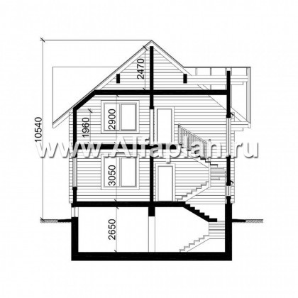 Проекты домов Альфаплан - Компактный деревянный дом с цоколем - превью плана проекта №4