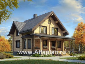 Проекты домов Альфаплан - Компактный деревянный дом с цоколем - превью основного изображения
