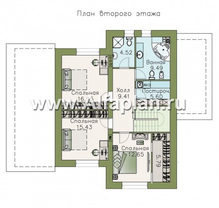 Проекты домов Альфаплан - «Счастье рядом» - современный дом с комфортной планировкой - превью плана проекта №2