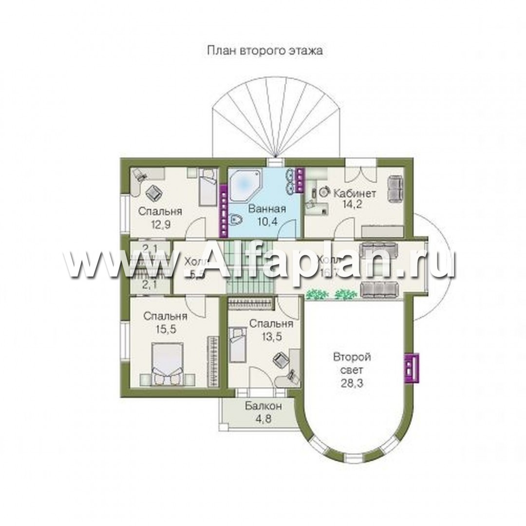 Проекты домов Альфаплан - «Квентин Дорвард» - коттедж с романтическим характером - план проекта №3