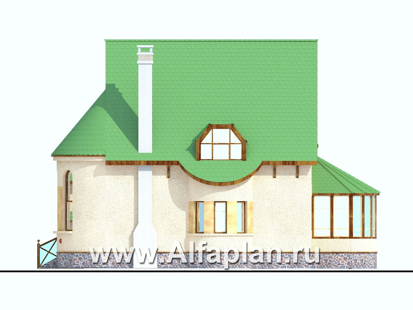 Проекты домов Альфаплан - «5-ая глава» - современный ом в стиле замка для романтиков - изображение фасада №2