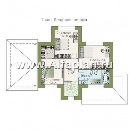 Проекты домов Альфаплан - «Жемчужина» - небольшой изысканный коттедж с навесом для машины - превью плана проекта №2
