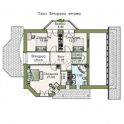 Проекты домов Альфаплан - «Грюсгот» - проект  коттеджа с гаражом и верандой - превью плана проекта №2