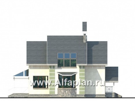 Проекты домов Альфаплан - «Компакт» - проект мансардного дома с двускатной кровлей - превью фасада №3