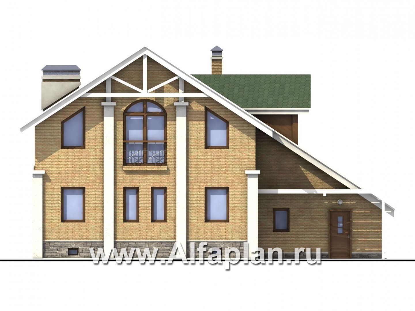 Проекты домов Альфаплан - «Мистер-Твистер» - дом с двумя жилыми комнатами на 1 эт - изображение фасада №4