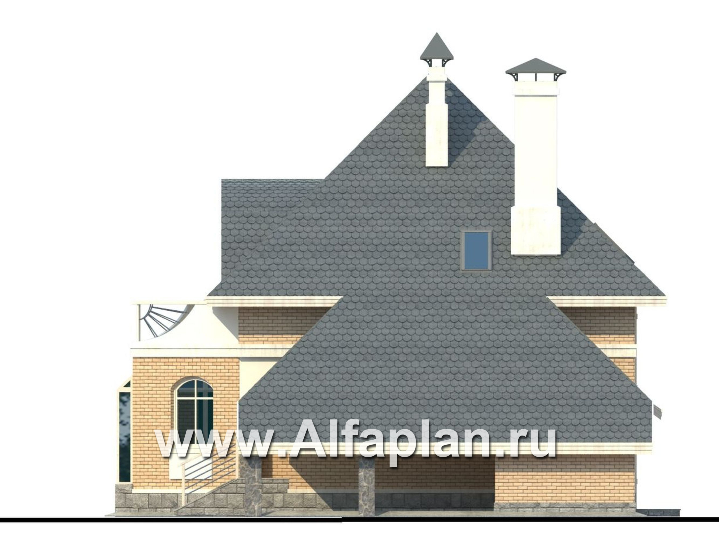 Проекты домов Альфаплан - «Кристалл» - загородный дом с оранжереей - изображение фасада №2