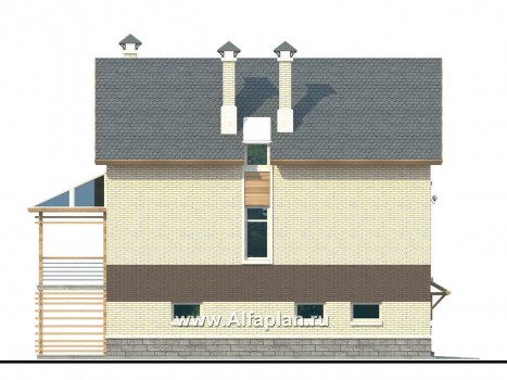 Проекты домов Альфаплан - «Экспрофессо»- проект компактного дома с гаражом в цоколе - превью фасада №3