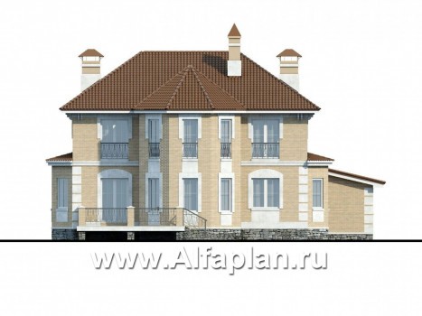 Проекты домов Альфаплан - «Головин» - аристократический коттедж - превью фасада №4