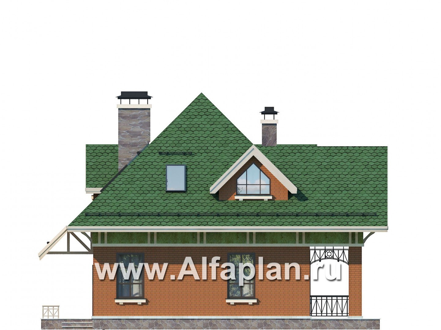 Проекты домов Альфаплан - Мансардный дом для небольшого участка - изображение фасада №2
