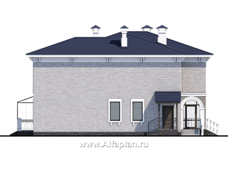Проекты домов Альфаплан - «Меньшиков» - респектабельный классический двухэтажный особняк - превью фасада №3