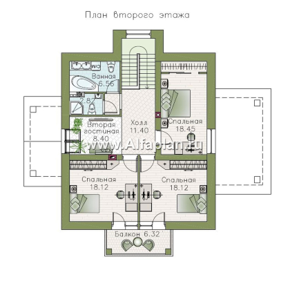 Проекты домов Альфаплан - «Воплощение» -  коттедж под пирамидальной кровлей - превью плана проекта №2