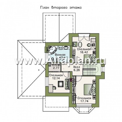 Проекты домов Альфаплан - «Примавера» - компактный коттедж c теплым гаражом - превью плана проекта №2