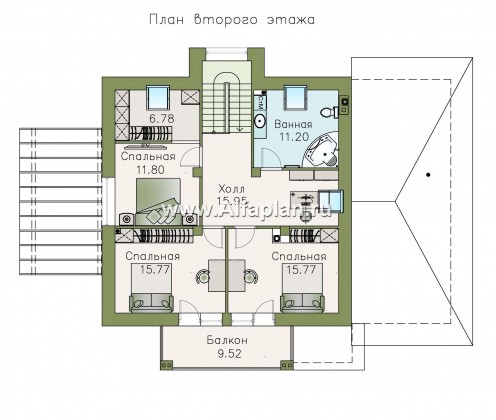 Проекты домов Альфаплан - «Арктур»  - современный мансардный дом - превью плана проекта №2
