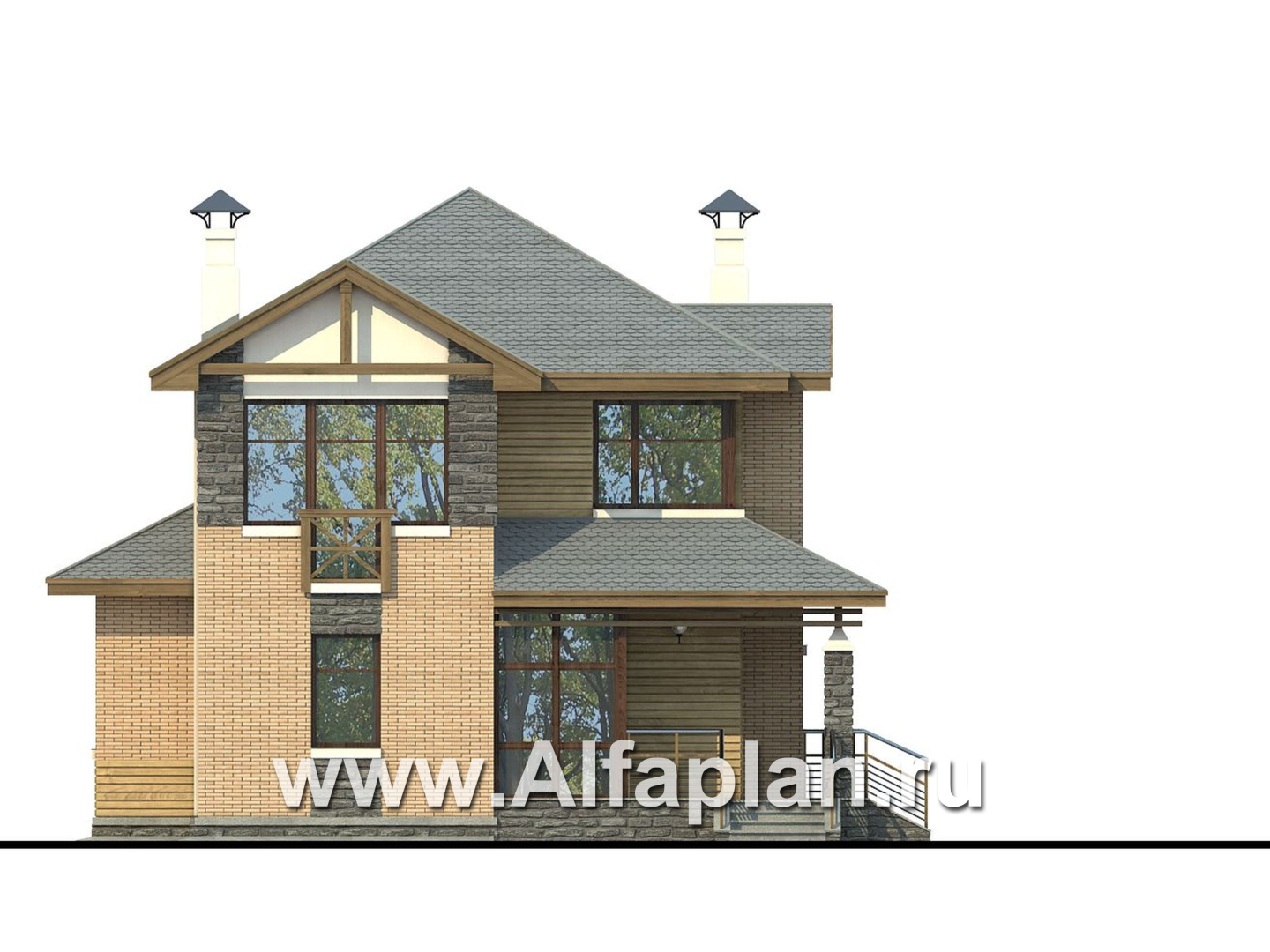 Проекты домов Альфаплан - «Оникс» - компактный двухэтажный дом для небольшого участка - изображение фасада №1