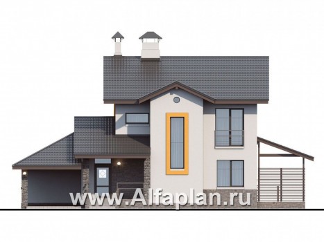Проекты домов Альфаплан - «Скандинавия» - современный коттедж с удобной планировкой - превью фасада №1