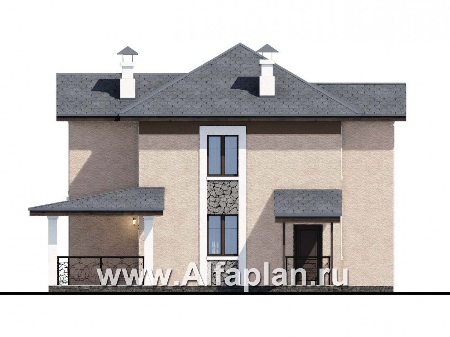 Проекты домов Альфаплан - «Модерн» - каркасный дом в стиле начала 20-го века - изображение фасада №2