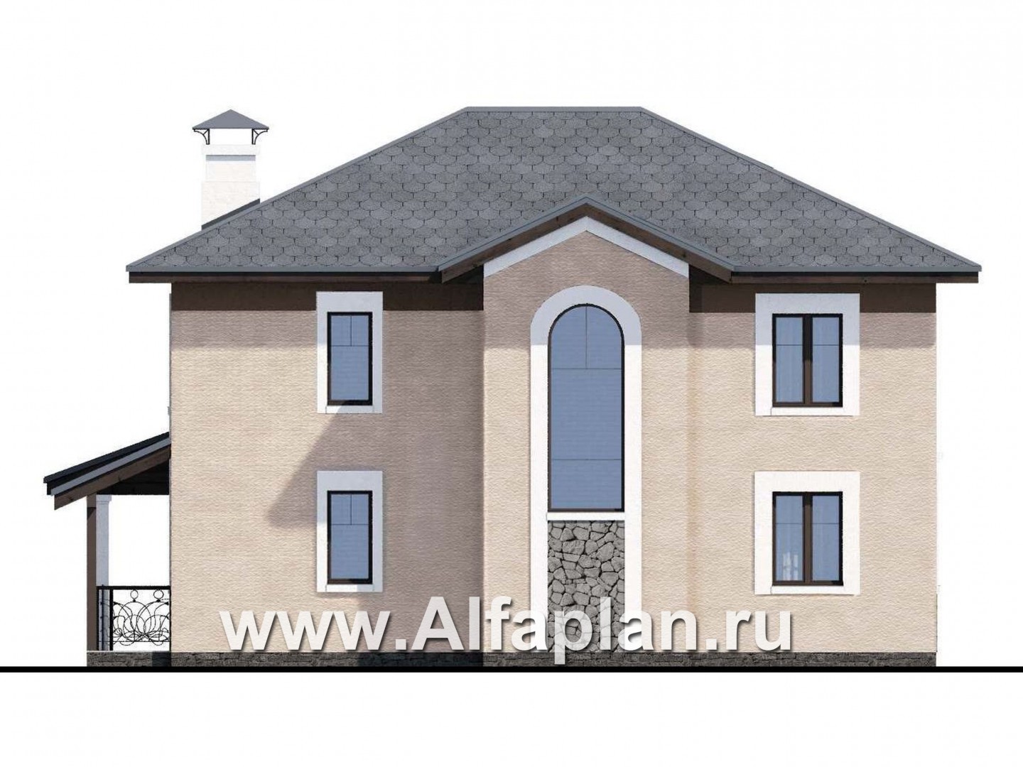 Проекты домов Альфаплан - «Модерн» - каркасный дом в стиле начала 20-го века - изображение фасада №4