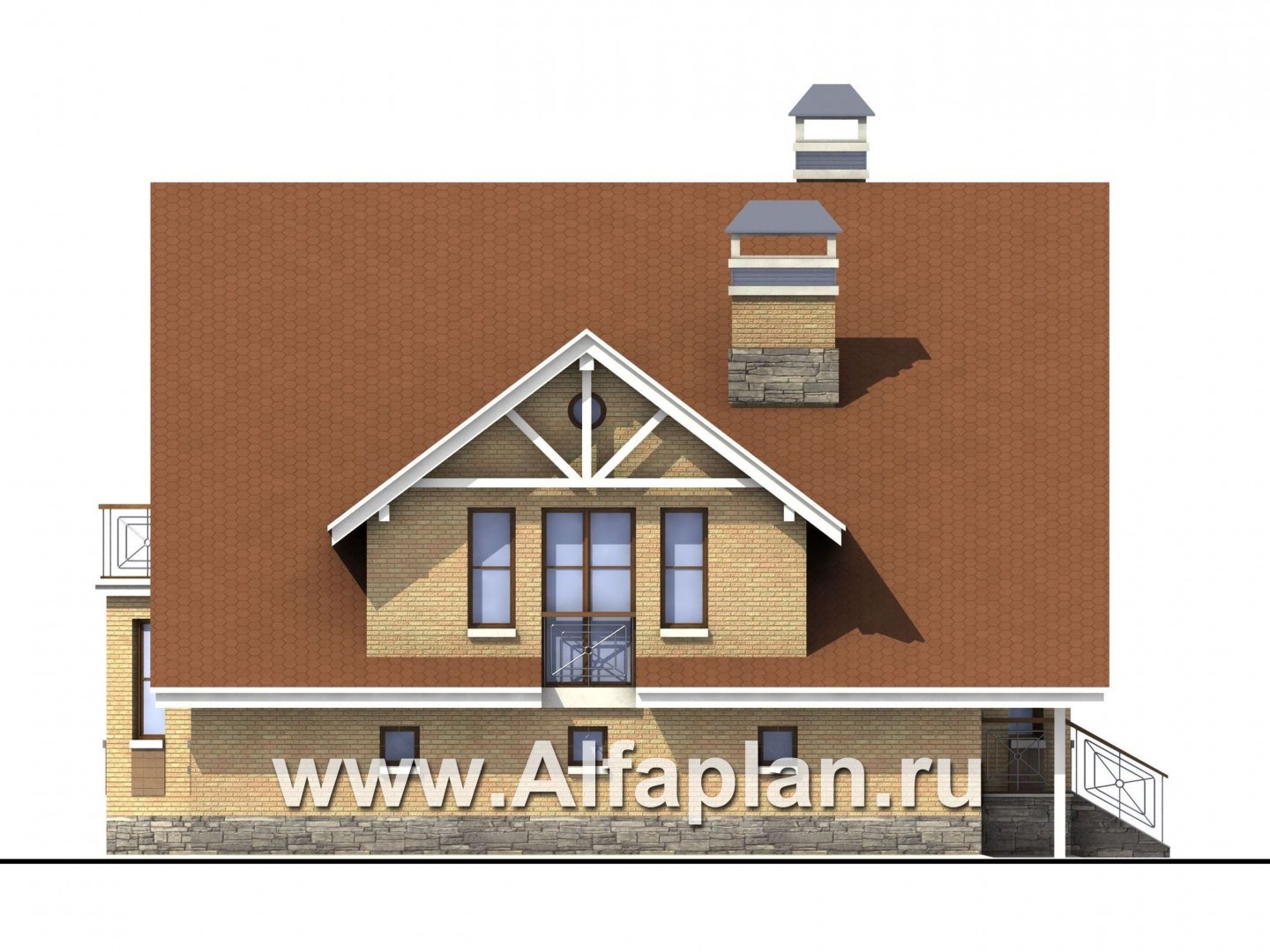 Проекты домов Альфаплан - «Престиж» - удобный и просторный коттедж - изображение фасада №3