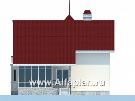 Проекты домов Альфаплан - «Висбаден» - изящный коттедж с эркером над входом - превью фасада №4