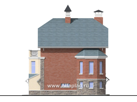 Проекты домов Альфаплан - «Корвет» - трехэтажный коттедж с двумя гаражами - превью фасада №2