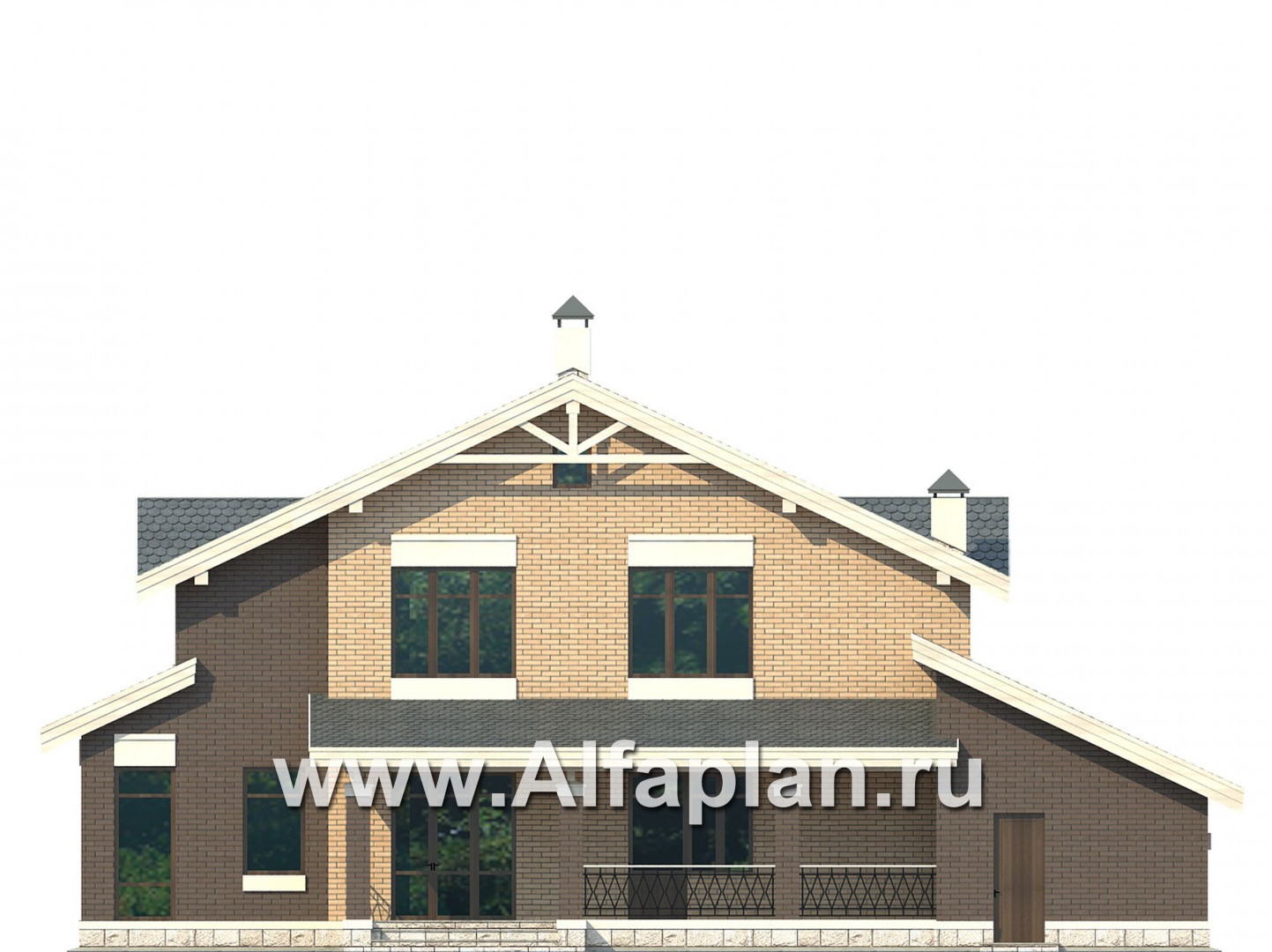 Проекты домов Альфаплан - Современный дом с гаражом на две машины - изображение фасада №2