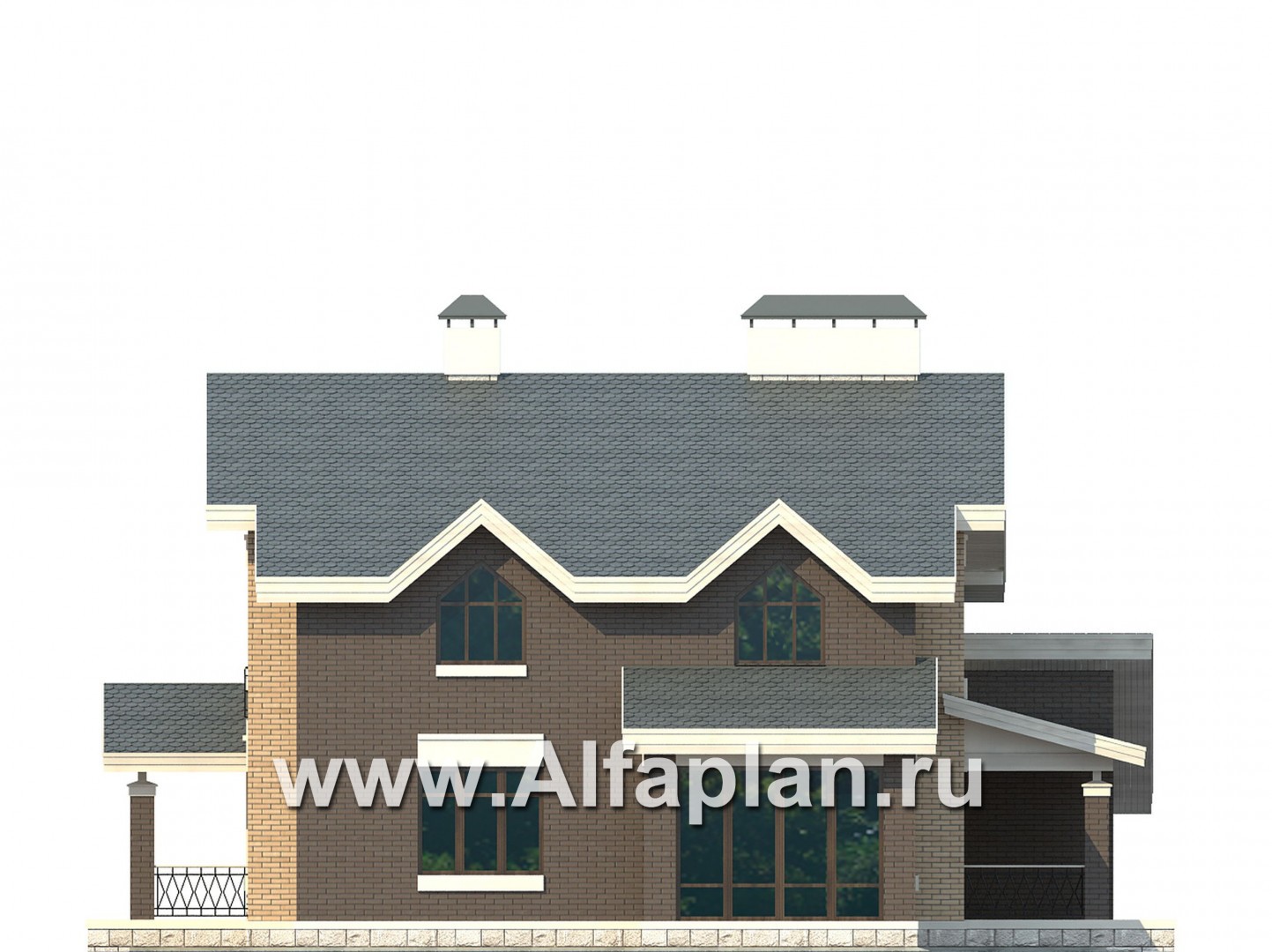 Проекты домов Альфаплан - Современный дом с гаражом на две машины - изображение фасада №3